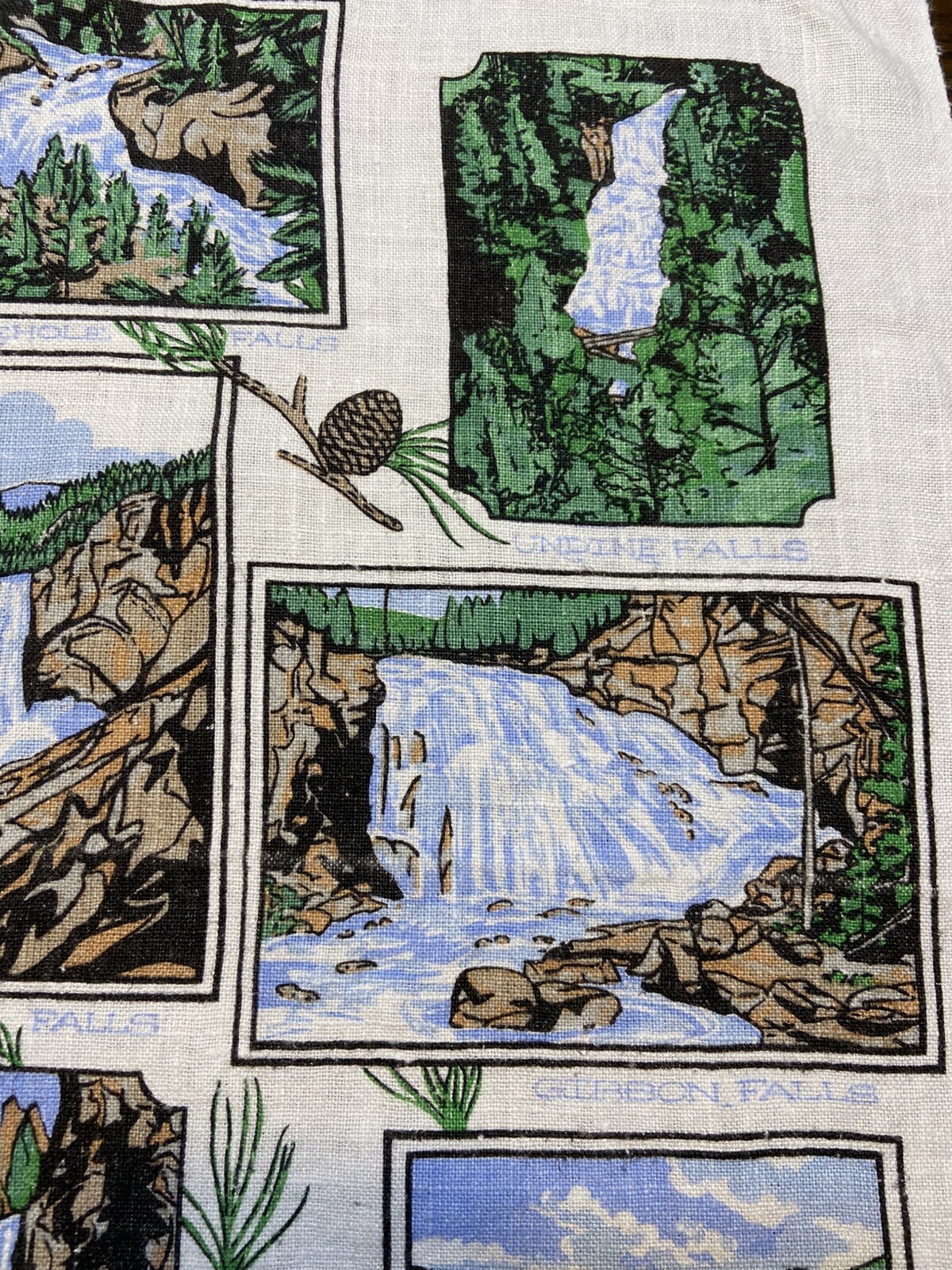 Yellowstone National Park Waterfalls Souvenir Linen Kitchen Towel 25.5” X 15.5”