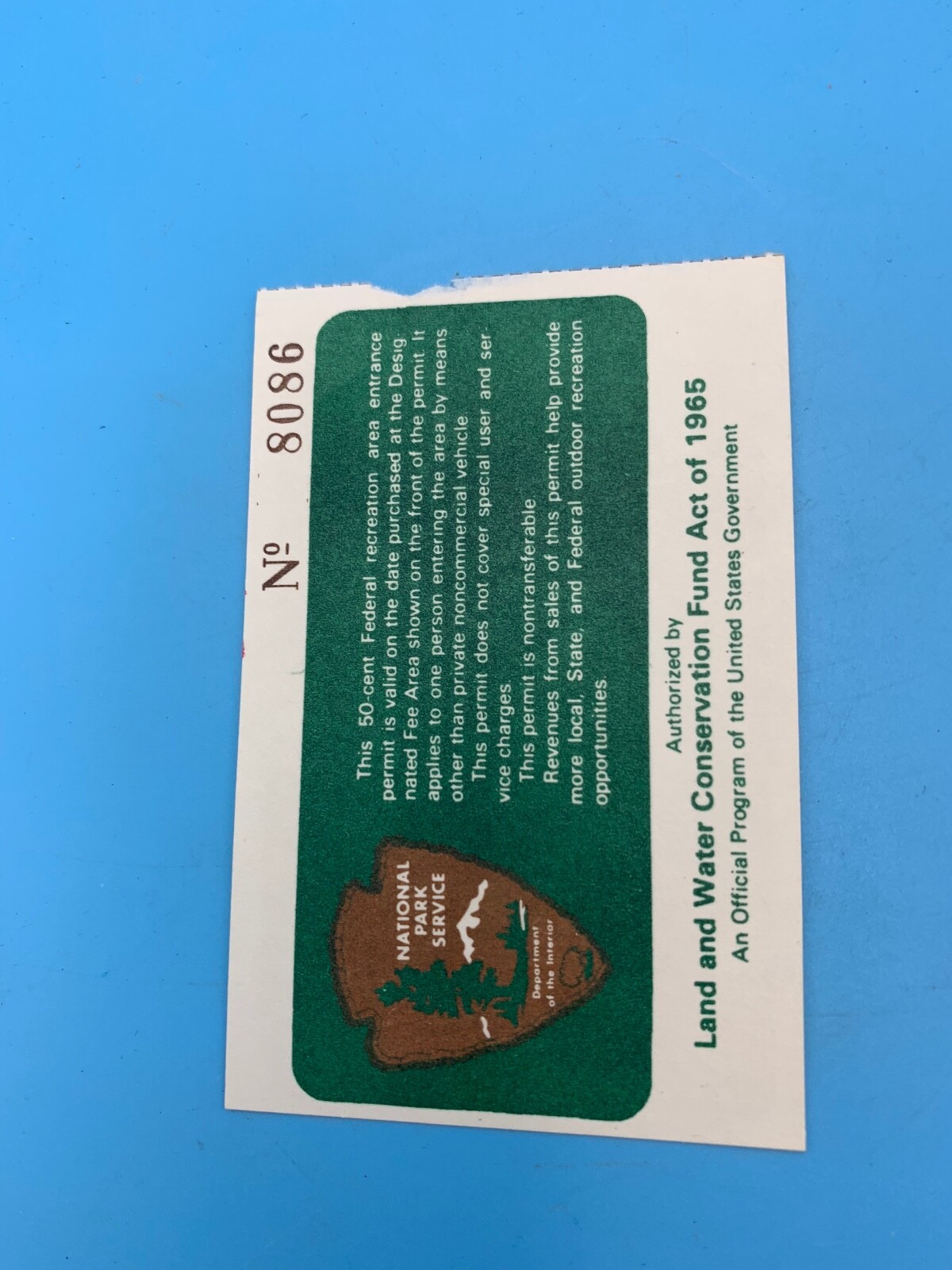 ONE-DAY PERMIT 50 CENTS ADAMS NATIONAL HISTORIC 3.5″ X 2.5″ VINTAGE INDIVIDUAL