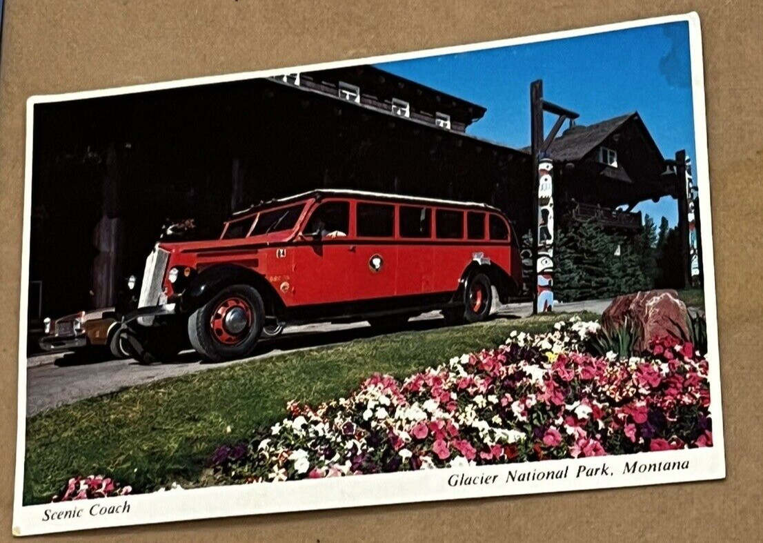 Vintage Glacier National Park Montana Brochure & Scenic Coach 4″ x 6″ Postcard