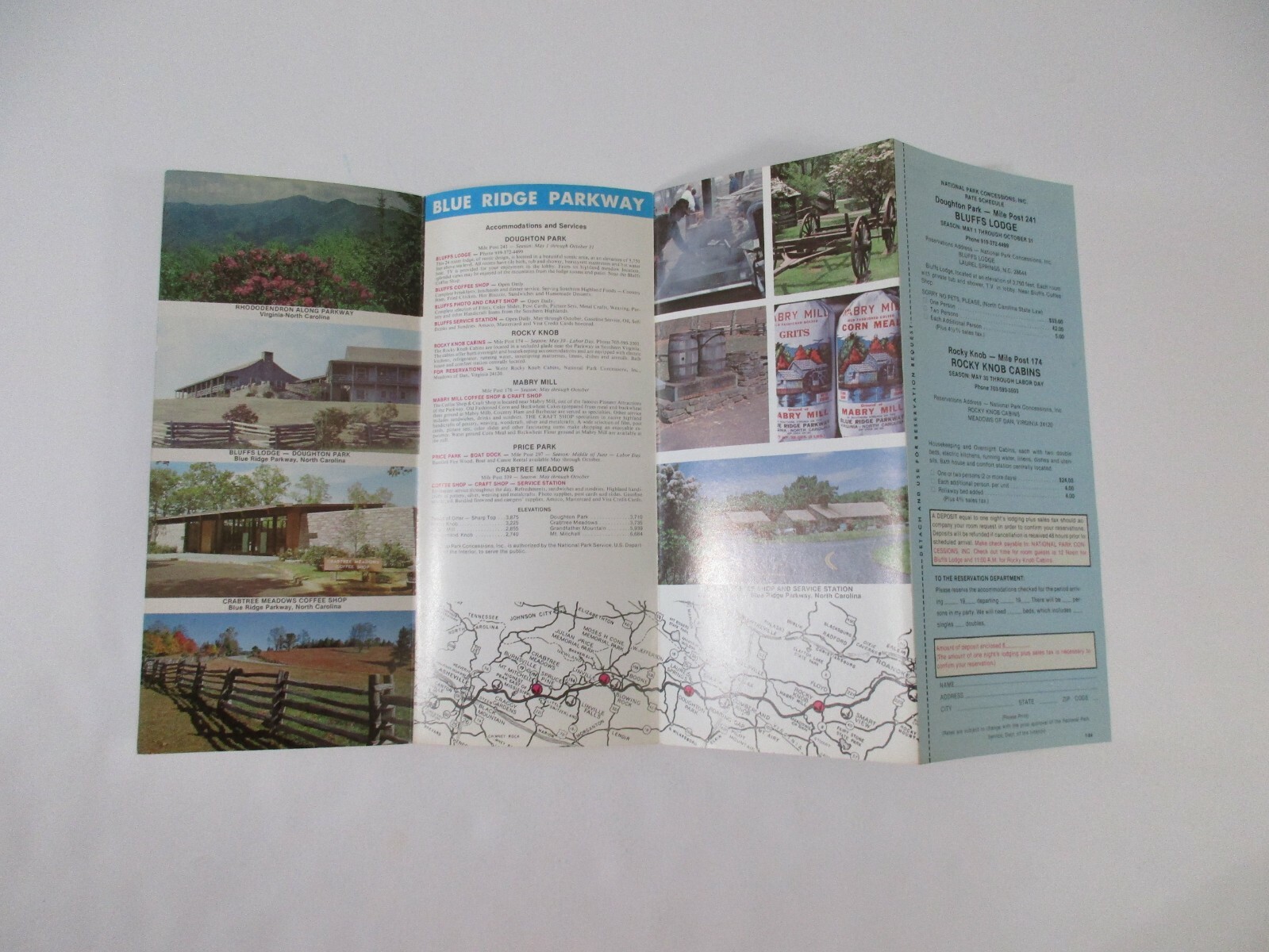 1984 Blue Ride Parkway National Park Virginia NC Travel Map Guide Brochure-B36