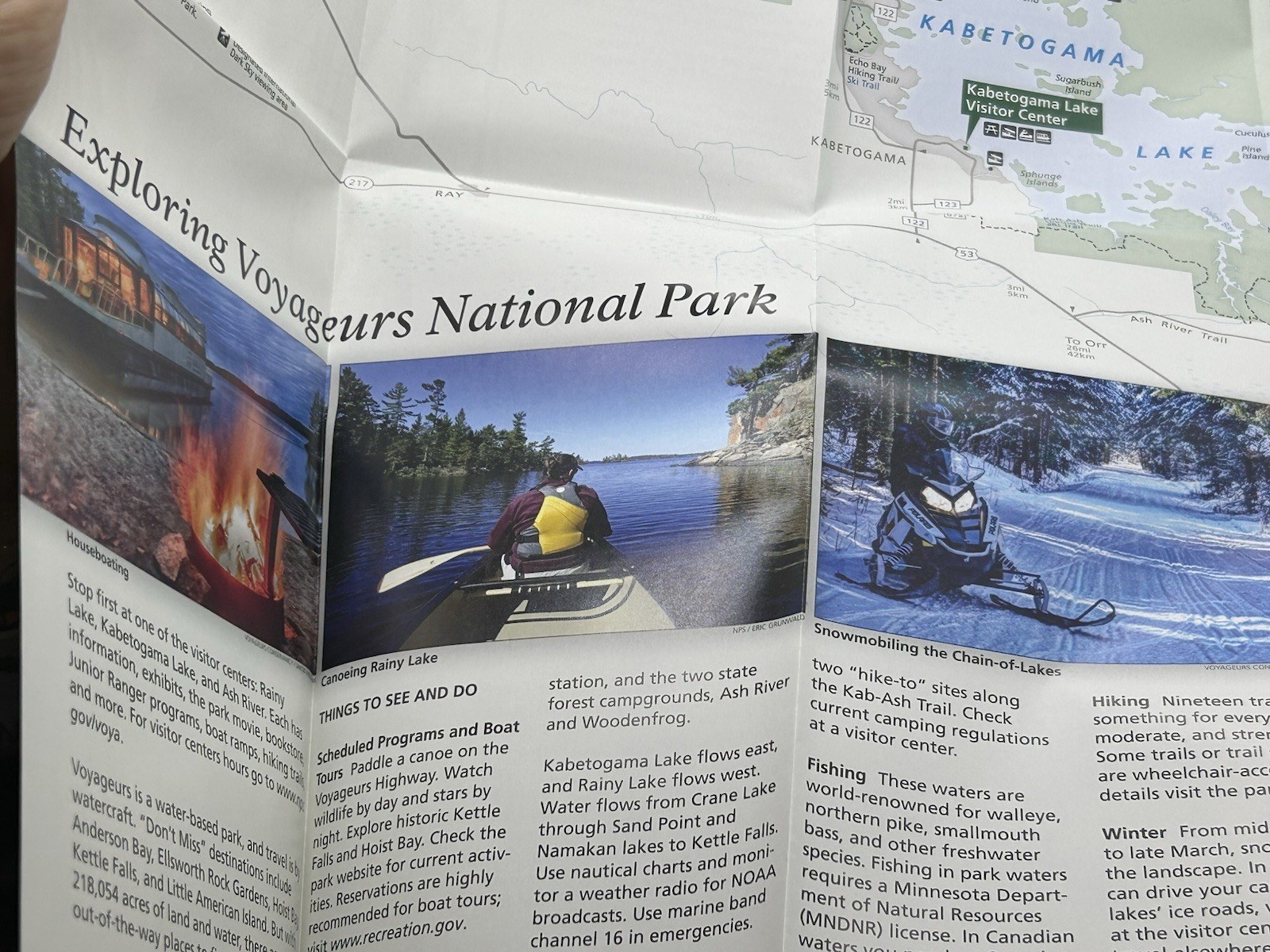 Voyageurs National Park Service NPS UniGrid Brochure/Foldout Map Minnesota Lakes