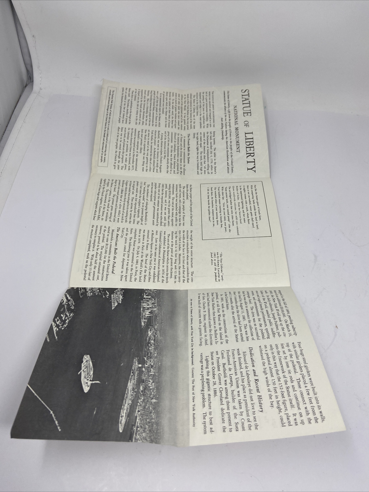 Vintage 1962 Statue of Liberty Brochure with Map National Monument Fold Out