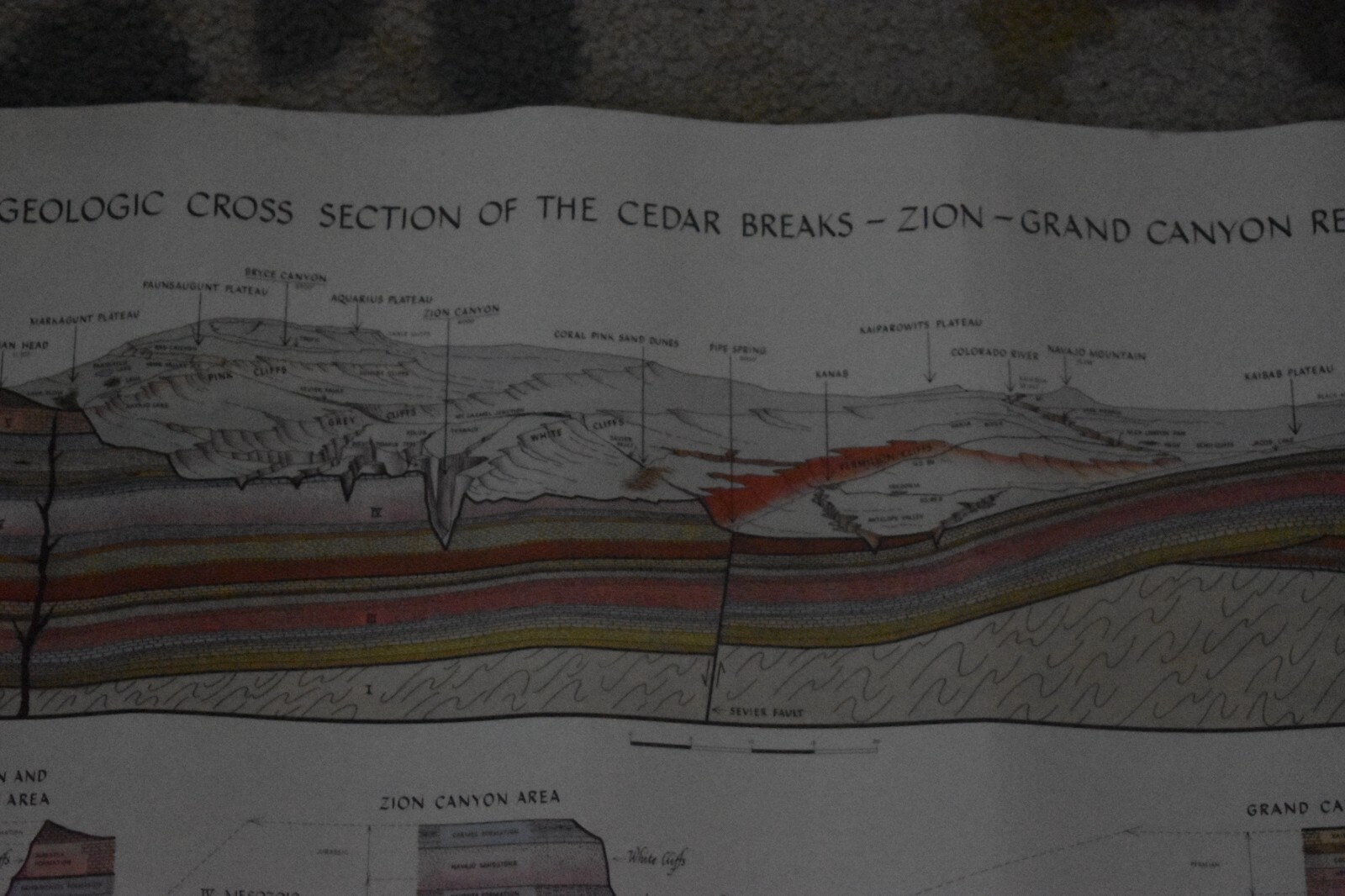 24.5″ X 16″ 1971 Geologic Cross Section Grand Canyon Dual Side Zion SF Poster