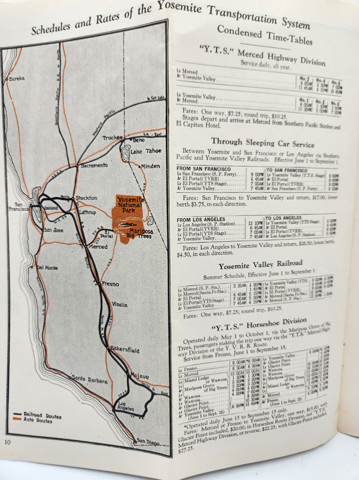Yosemite and the Mariposa Big Trees Travel Brochure Transportion c.1920s