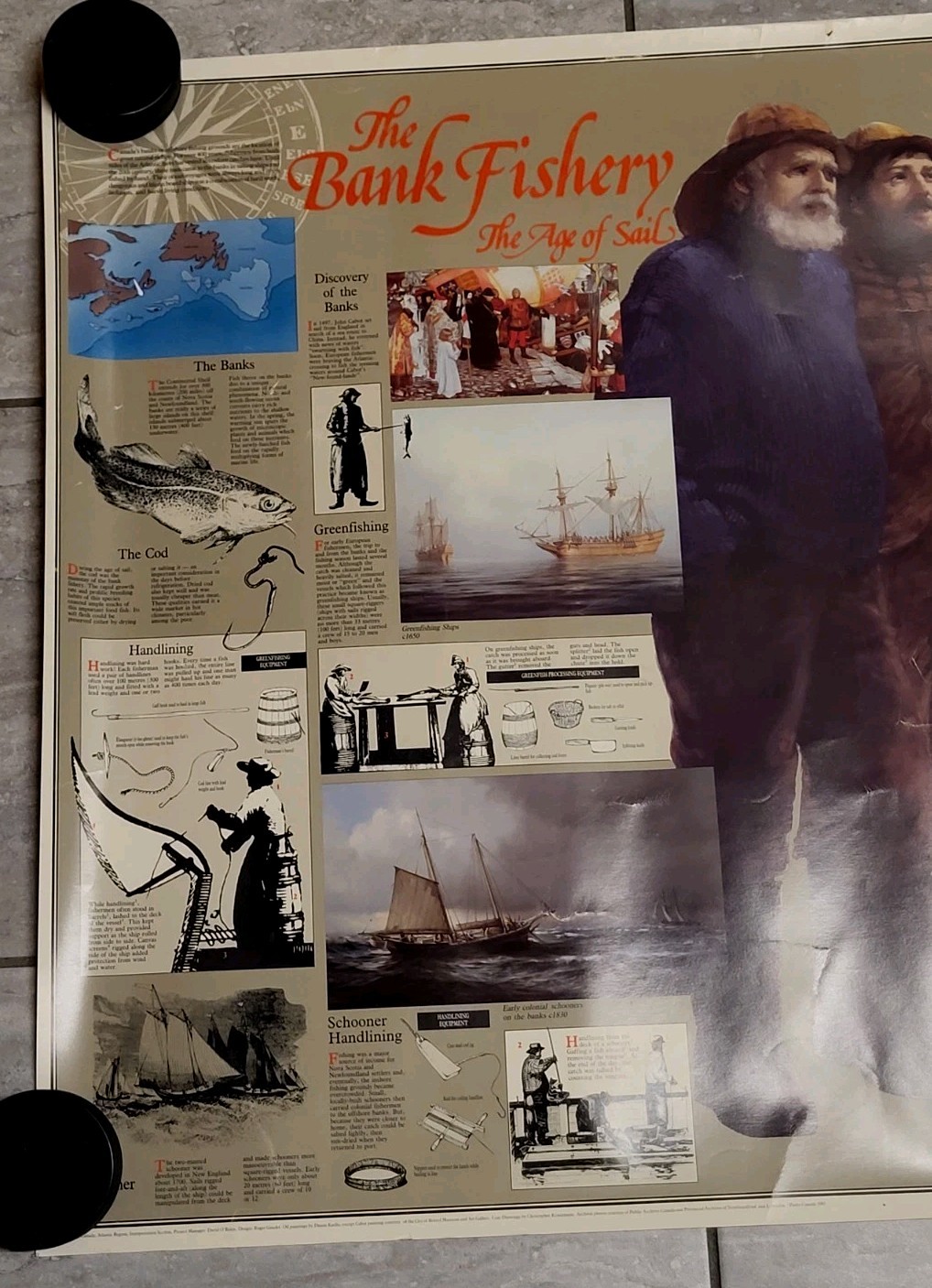 1985 Parks Canada Poster Grand Banks Fishing History Nova Scotia 34″ X 25.5″