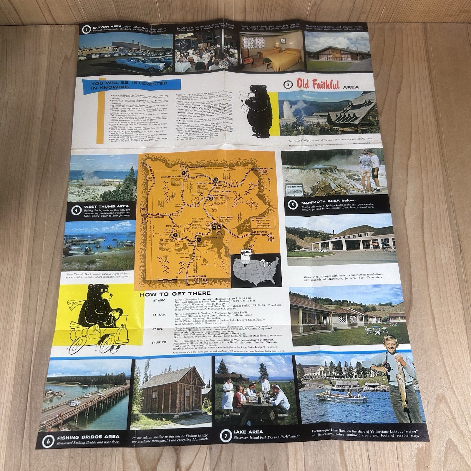 Yellowstone National Park Tourist Brochure 1963 Plastic Coated Wyoming