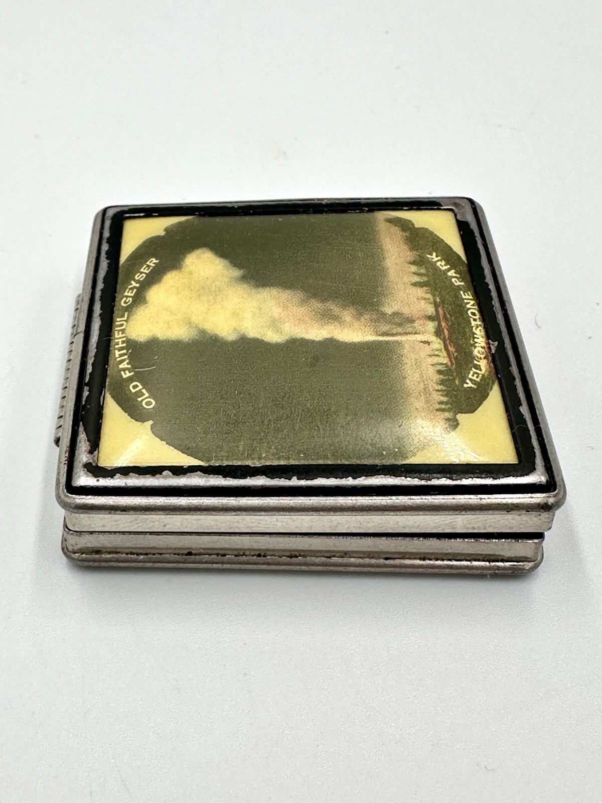 Vintage Compact Yellowstone National Park Souvenir Old Faithful Geyser