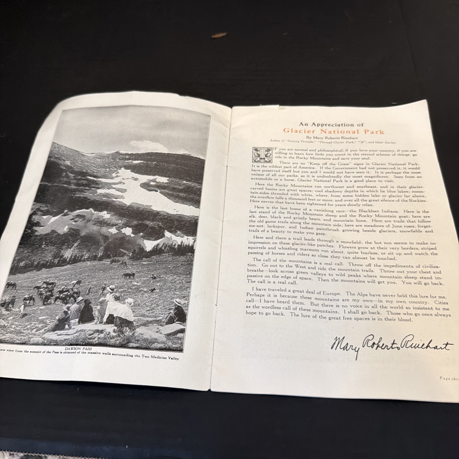 1920 Glacier National Park season Brochure