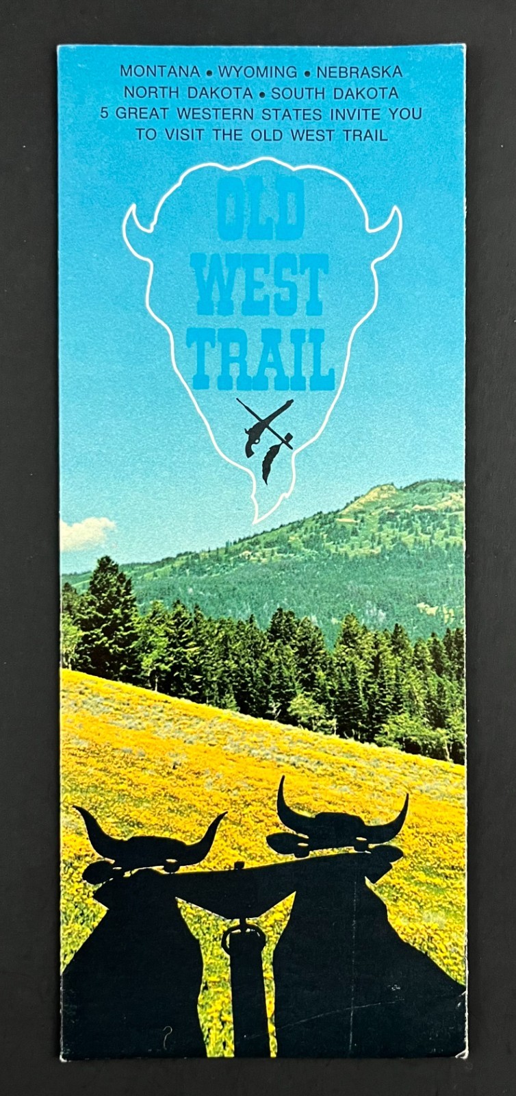 1970s Old West Trail National Parks MT WY NE ND Vintage Travel Brochure Map