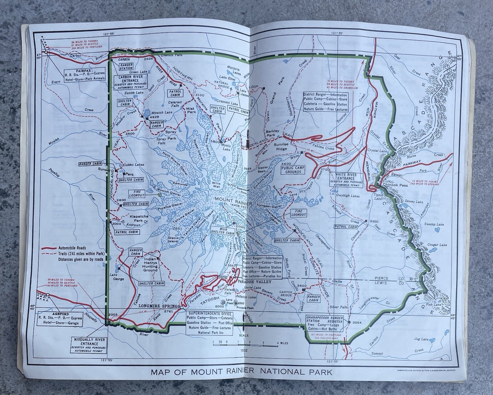 1932 National Park Service Mount Rainier National Park Information Guide