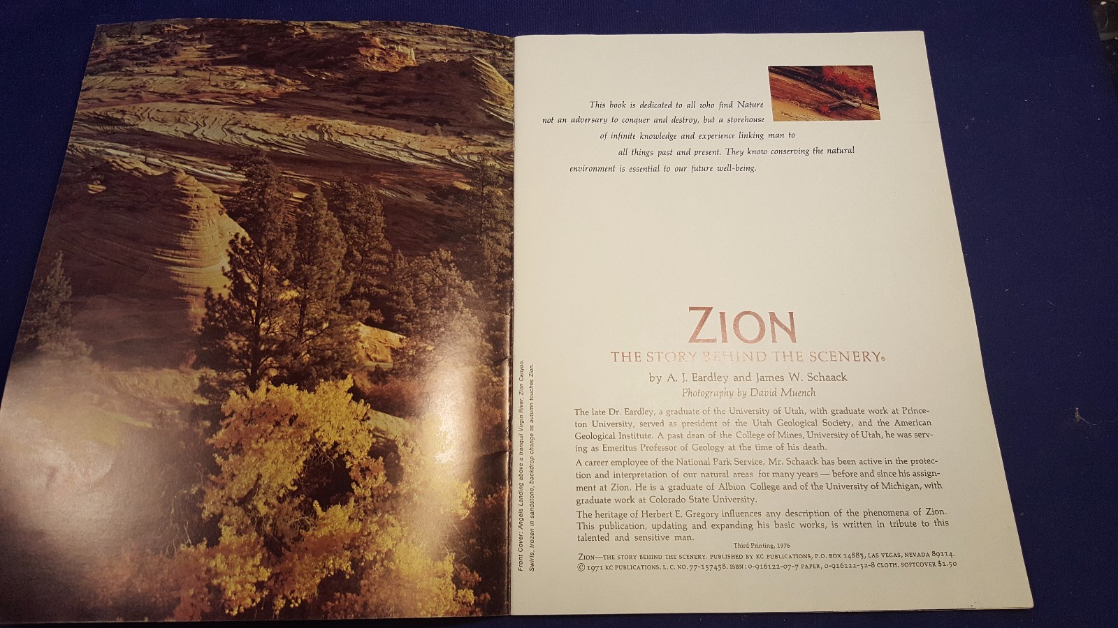 1976 ZION The Story Behind the Scenery Paperback Book KC Publications