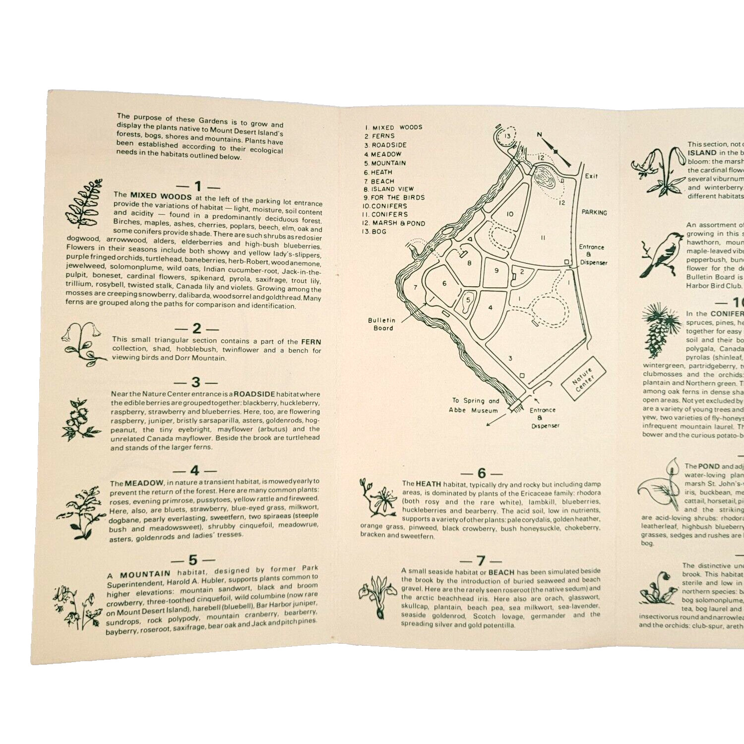 1984 Wild Gardens of Acadia National Park Brochure Map Bar Harbor Garden Club ME