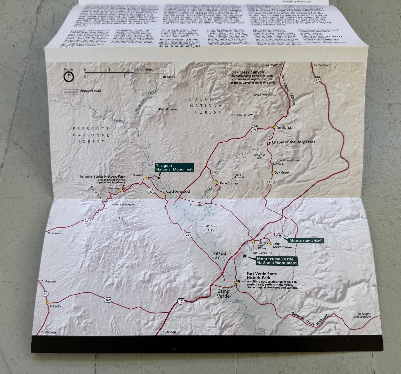 Vtg 1999 MONTEZUMA CASTLE TUZIGOOT National Monument/Park Unigrid Brochure Map
