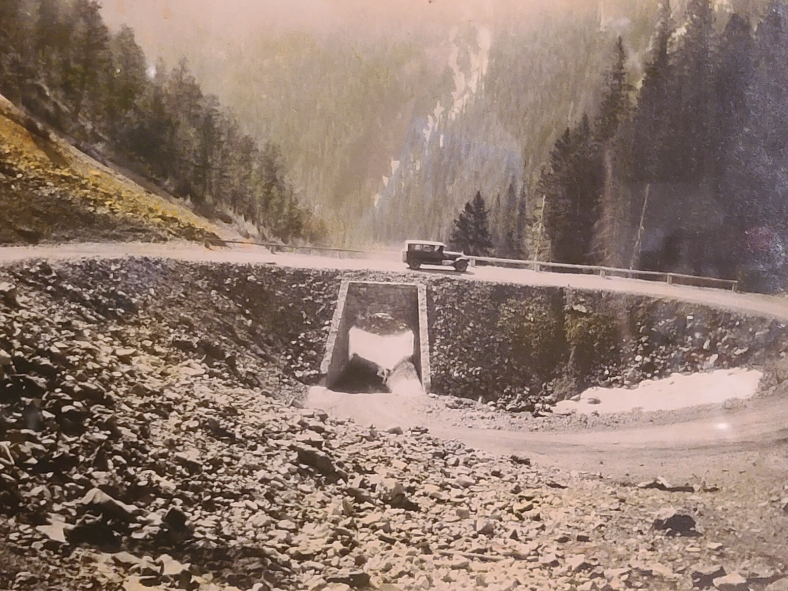 Early 1900’s Corkscrew Bridge Cody Road Yellowstone Park Framed 12 X 9 Picture