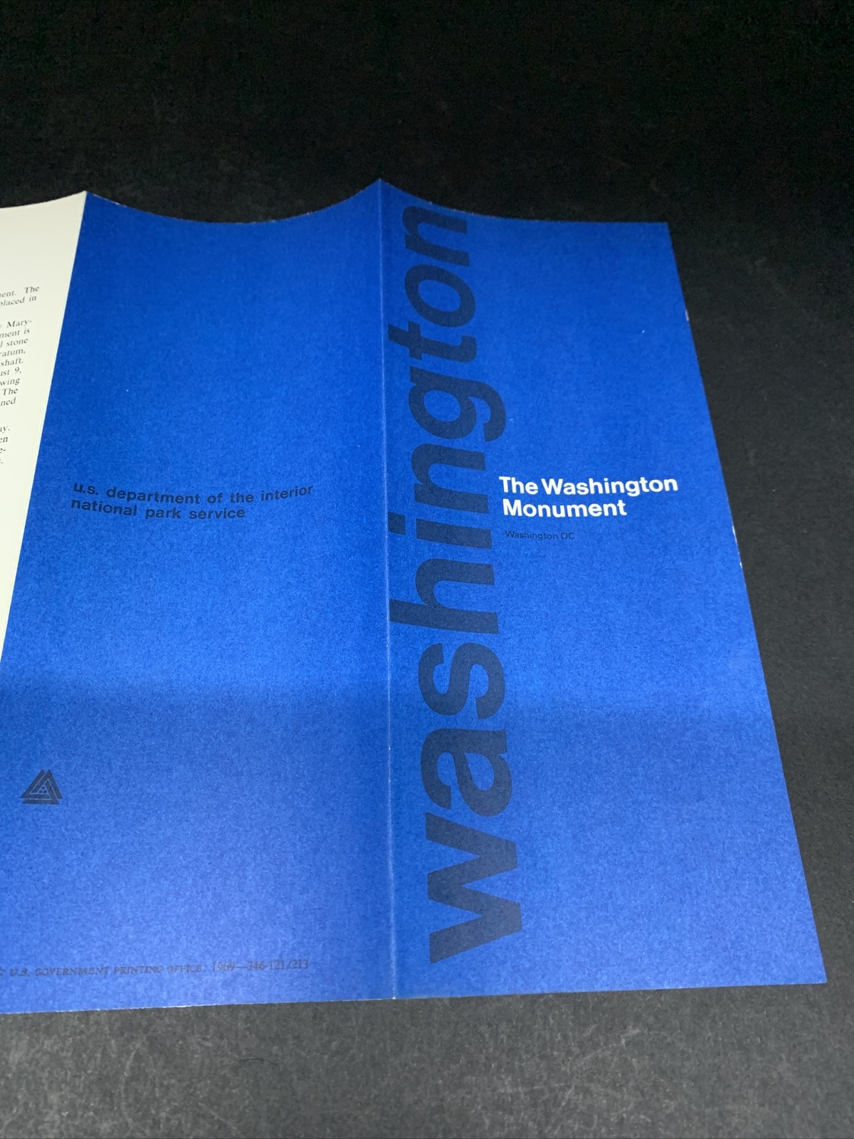 VINTAGE WASHINGTON DC, The Washington Monument BROCHURE 1969