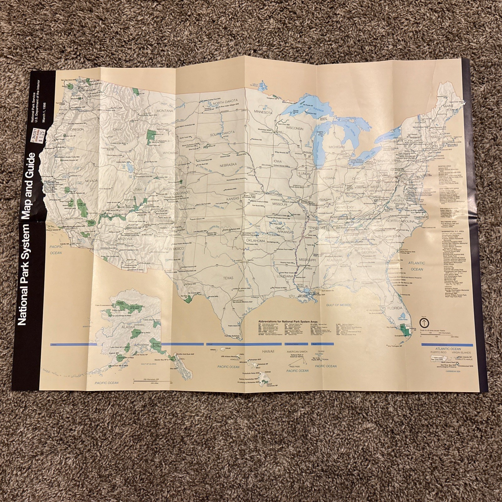 Vintage 1998 National Park System Map And Guide NEW