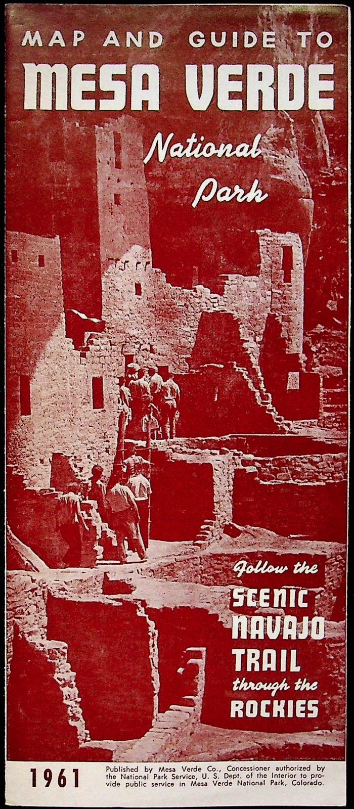1961 Mesa Verde National Park Scenic Navajo Trail Vintage Travel Brochure