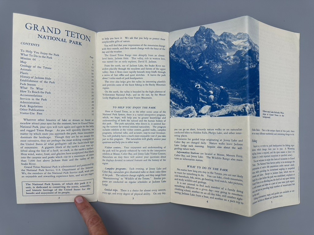 1962 GRAND TETON National Park Service Travel BROCHURE Wyoming